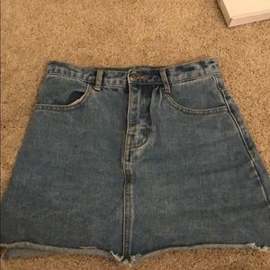 High waisted jean skirt